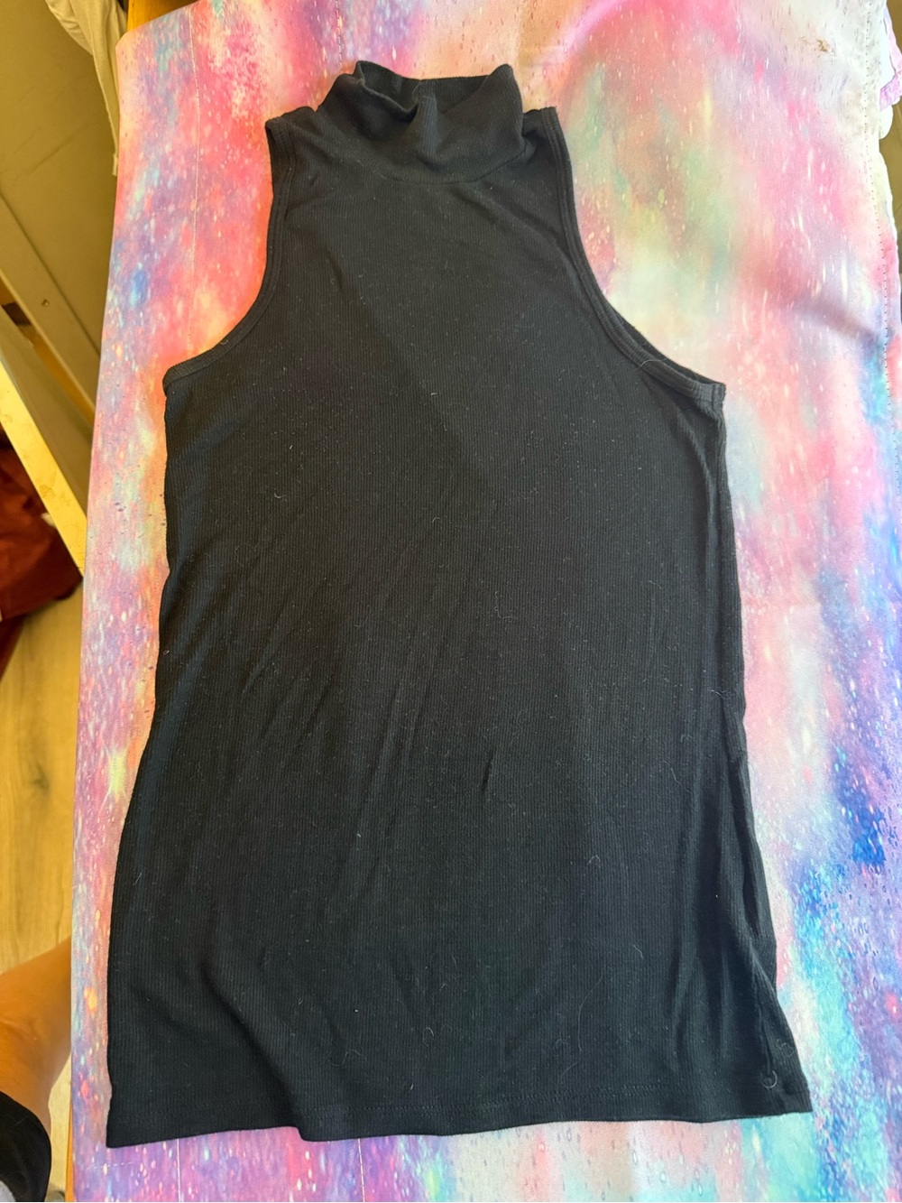 ATM Anthony Thomas Melillo Black Ribbed Sleeveless Mock Neck Tank Top